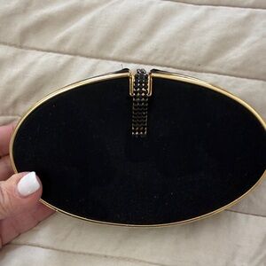Elegant Black satin and Gold Clutch